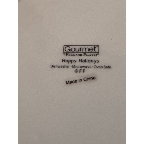 FITZ & FLOYD Gourmet HAPPY HOLIDAYS Set of 4 Christmas Square Canape Plates - Picture 3 of 3